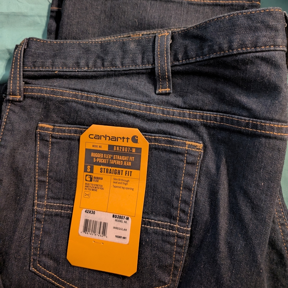 New Carhartt Men's Rugged Flex Straight Fit Jeans - Blue Size 42x30